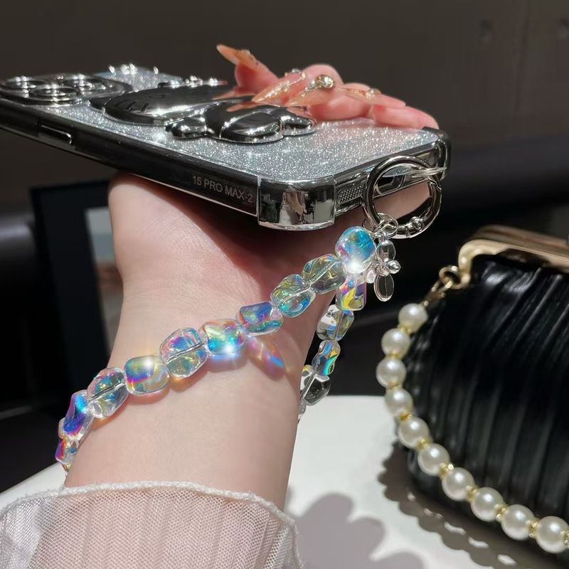 Phone Accessory Bundles & Sets Light Luxury Style Czech Crystal Stone Mobile Phone Chain Pendant Versatile Special Shaped Beaded Bracelet Lanyard_voghion.com