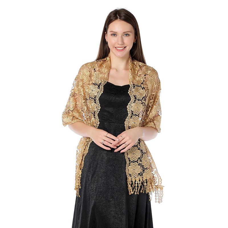 High-End-Schal aus bestickter Spitze, für Abendessen, Kleid, Party, Schal, ethnischer Stil, bestickter Quastenschal für Damen_voghion.com
