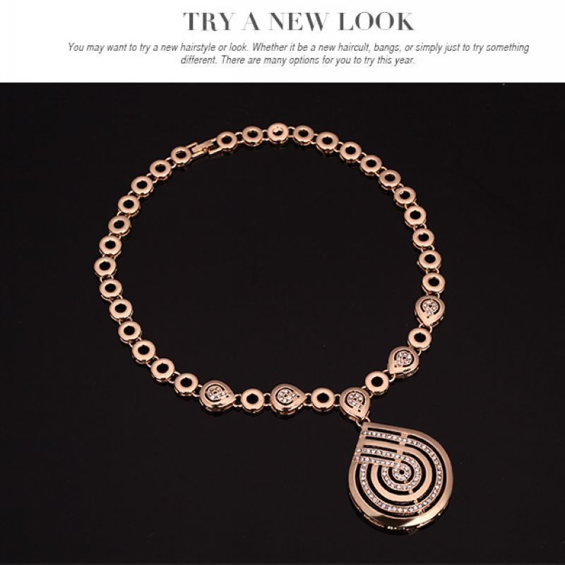 Charm Fashion OL Stil Schmuck Halskette Ohrringe Ring Armband vierteiliges Set_voghion.com