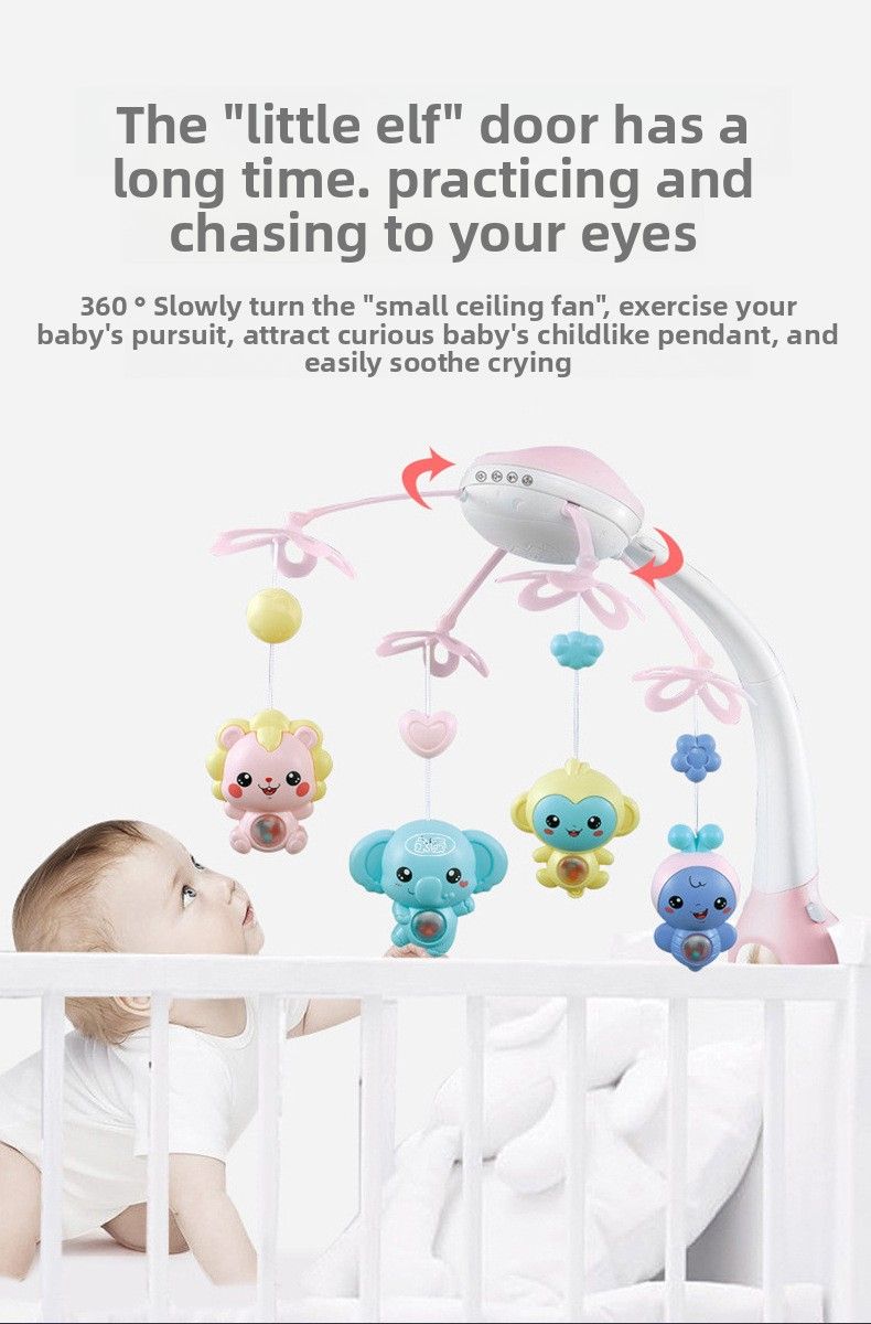 Hot-selling Music Rotating Projection Remote Control Bed Bell Toy 0-12 Months Newborn Baby Educational Early Education Rattle_voghion.com