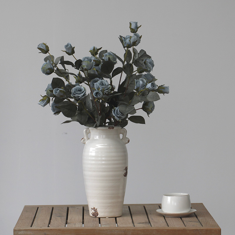 Amerikanesch Europäesch Retro Land 7 Rosen Kënschtlech Blummen Seideblummen Hochzäitsdekoratioun Heemdekoratioun Blummen Kënschtlech Blummen_voghion.com