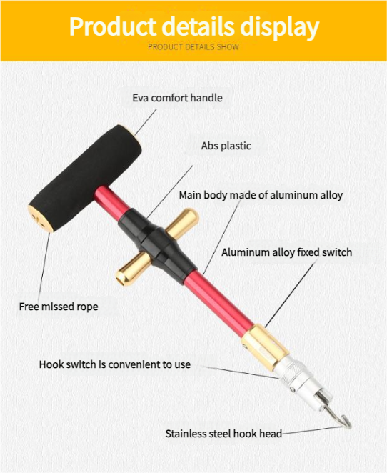 Portable T-Shaped Hook Remover - Aluminum Alloy Self-Locking For Big Fish, Must-Have Lure Fishing Gear_voghion.com