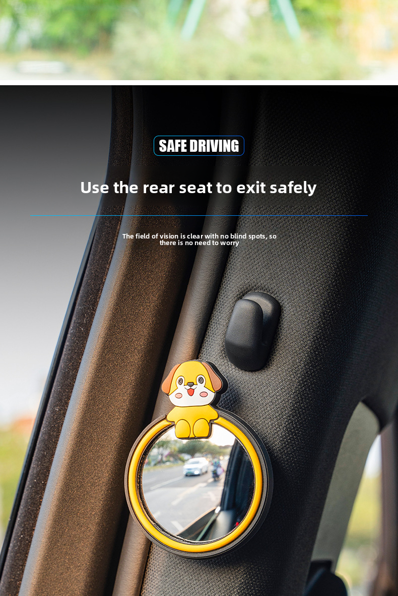 Runder Rückspiegel mit Rückfahrhilfe, Spot-Reflexionsassistent, Totwinkelassistent, 360°-Rundumsicht, Cartoon-Design, ultraklar, für kleine Autos_voghion.com