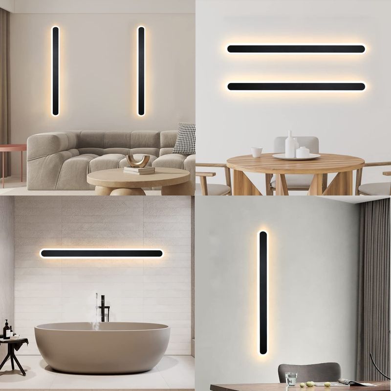 Glitzerlife LED Wandleuchte Aussen Wandlampe - 100cm Schwarz Villa Außenlampe IP65 Wasserdicht Lang Außenleuchte Modern 21W Wandbeleuchtung Für Garten Treppenhaus_voghion.com