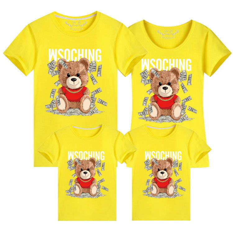 Mutter & Kinder Eltern-kind-kleidung frühling und sommer neue kurzarm familie tragen für eine familie von drei USD cartoon bär eltern-kind-T-shirt_voghion.com