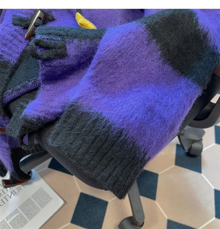 Lazy Style Niedlicher Kapuzenpullover mit Sternenstreifen für Damen im Herbst und Winter, Anime Mine, Strickjacke_voghion.com