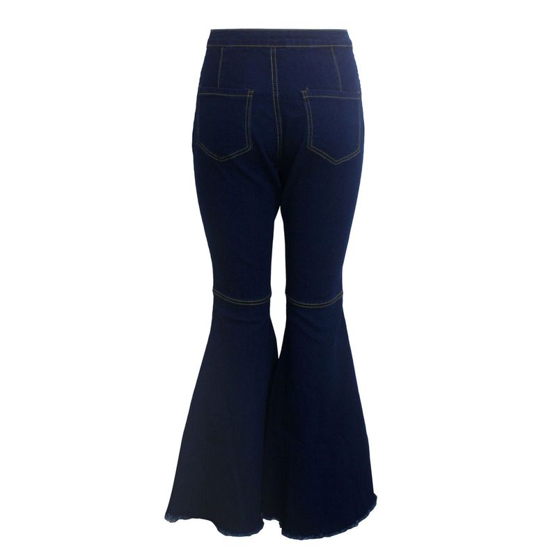 Gränsöverskridande Hot Rea Europeiskt och amerikanskt mode Hög midja Mångsidig Slim Fit Stretch Denim Flare Byxor_voghion.com