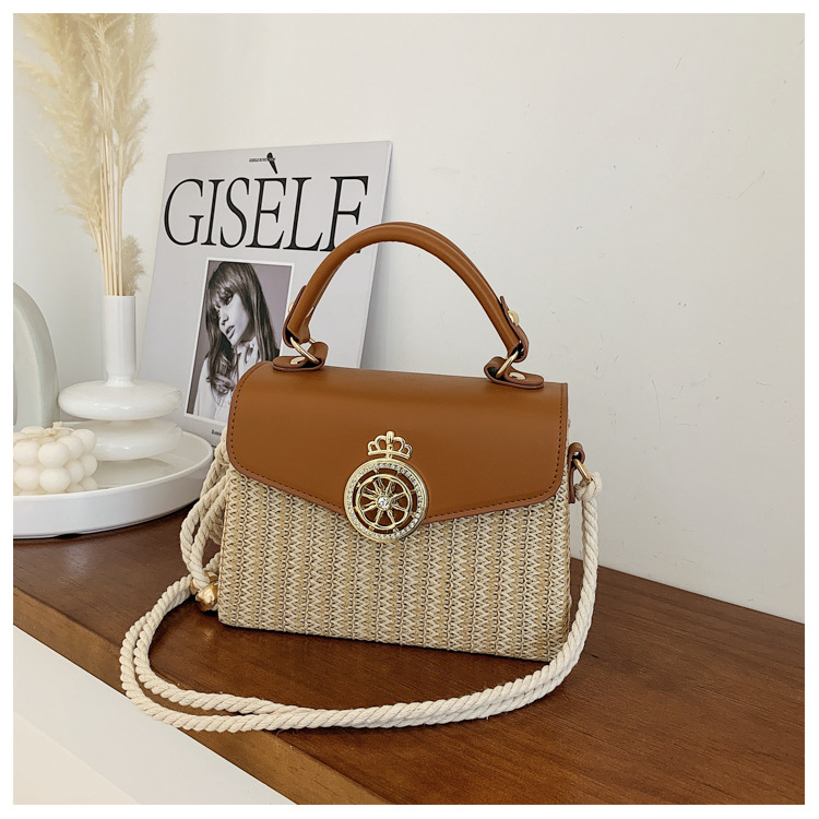 Dames Handtas Crossbody Tas Eén Schouder Hand Crossbody Tas Stro Geweven Box Tas_voghion.com