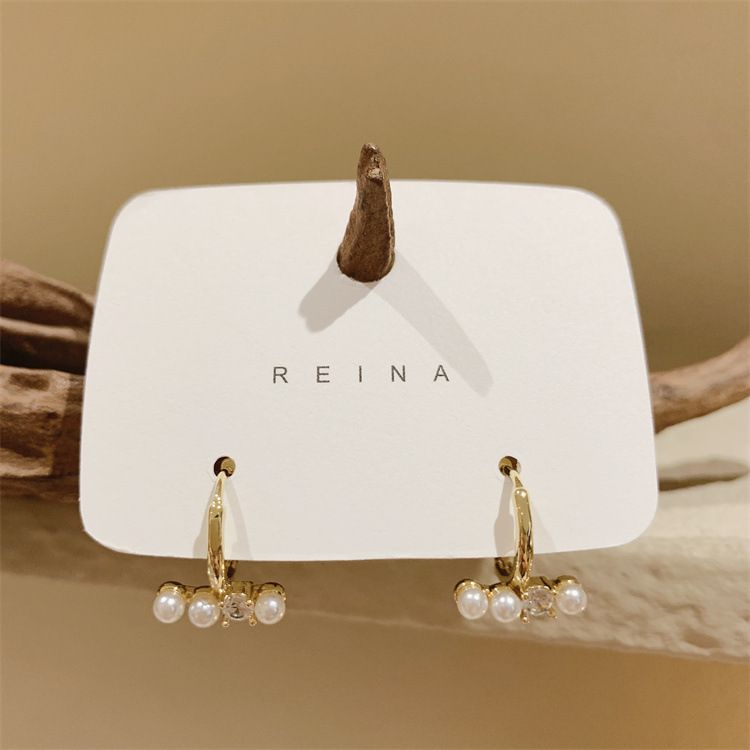 Small design pearl earrings Korean 2023 new trendy women's autumn and winter French earrings earrings earrings_voghion.com
