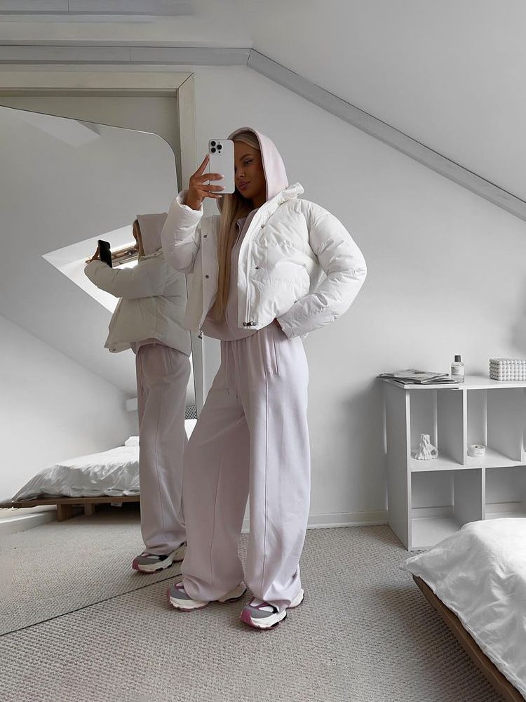 Ensemble deux pièces décontracté pour femme, cardigan de sport à capuche zippé avec pantalon à cordon de serrage_voghion.com
