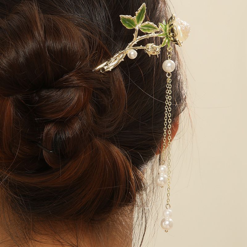 White Magnolia Hairpin for Women New Chinese Style Ancient Style High end Hairpin Hanfu Temperament Hair Accessories Hairpin Step Shaking_voghion.com