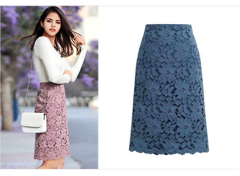 Women's Clothing new summer slim water soluble lace skirt very fairy French niche A line skirt mid length hip skirt_voghion.com