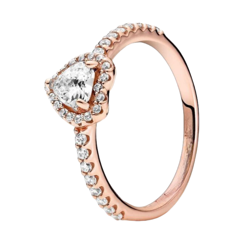 Anello a forma di cuore placcato in argento con placcatura in oro, anello a forma di cuore di lusso scintillante, tesoro rosso, alla moda e dolce_voghion.com