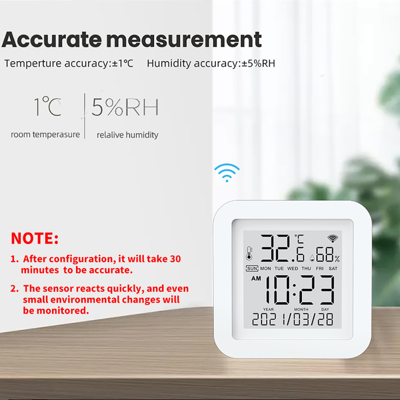 Tuya WIFI Sıcaklık ve Nem Sensörü Akıllı Ev için var SmartLife Termometre Ekranlı Alexa Google Asistan Desteği_voghion.com
