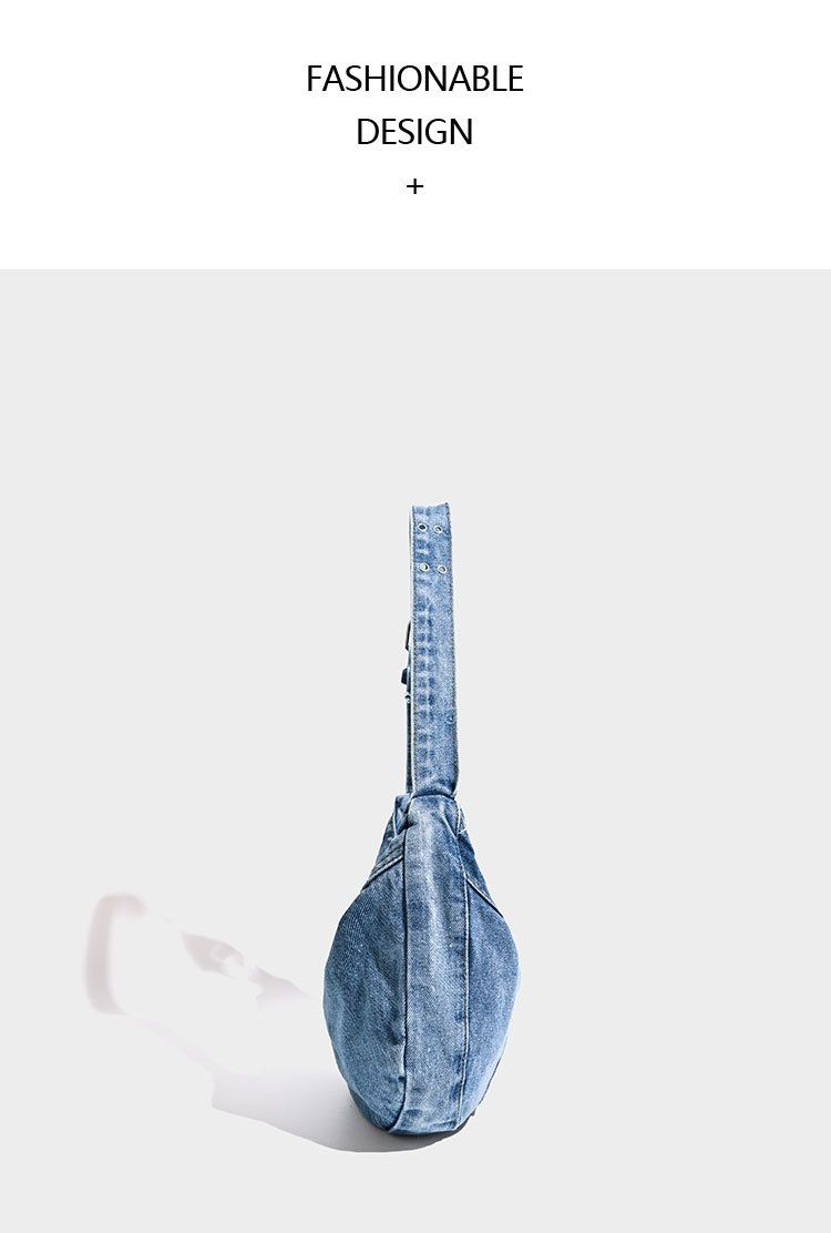 Kadın Çantaları Niş Tasarım Retro Yıkanmış Tembel Edebi Kot Kanvas Mantı Çantası Çok Yönlü Havalı Omuz Çantası_voghion.com