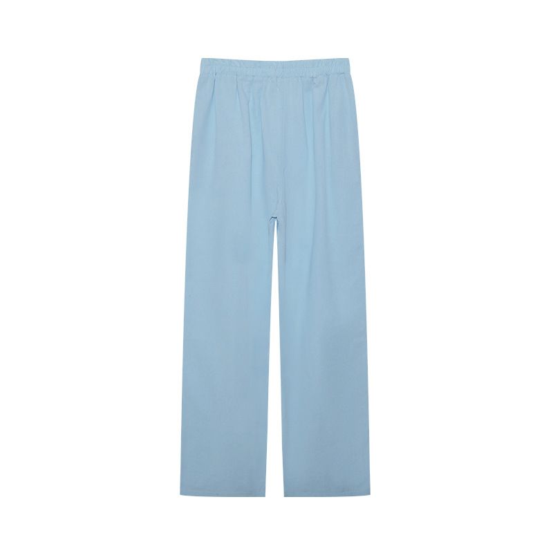 Damenbekleidung Zweiteiliges Set für Damen mit langärmeligem Revers und lässigem Frühlings- und Herbstanzug in einfarbiger Hose mit weitem Bein_voghion.com