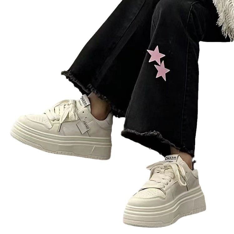 Scarpe con plateau Muffin bianche per bambini, versione coreana, scarpe casual traspiranti e rialzate_voghion.com