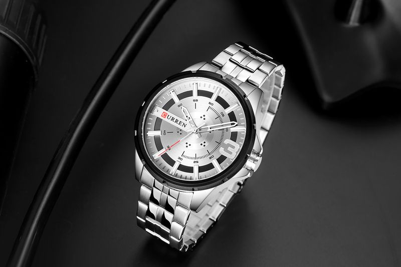 Men's Stainless Steel Waterproof Watch With Large Dial, Minimalist Design, Quartz Movement For Business And Casual Wear_voghion.com