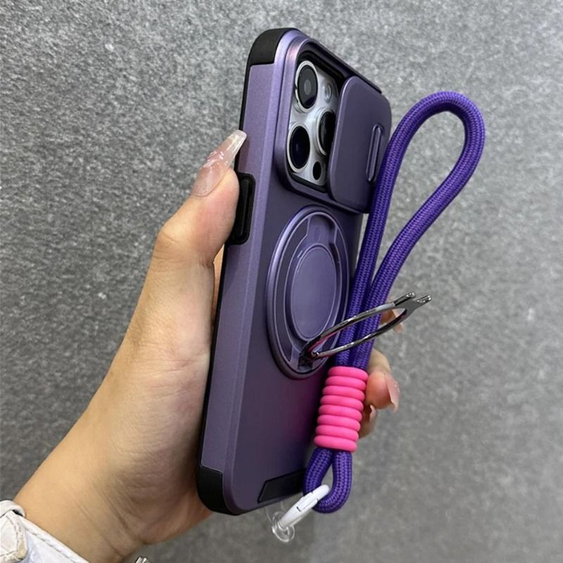 Rotating Ring Holder Lanyard Case For Iphone 16 17Pro Max 15 14 Plus 11 13 12 Wrist Strap Bracket Slide Camera_voghion.com