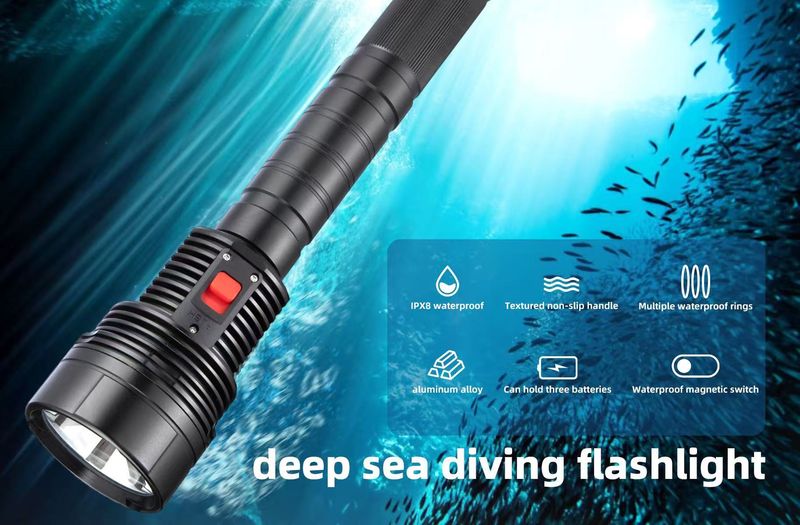 Torcia elettrica potente a LED a lungo raggio per immersioni subacquee, luce subacquea professionale 26650_voghion.com