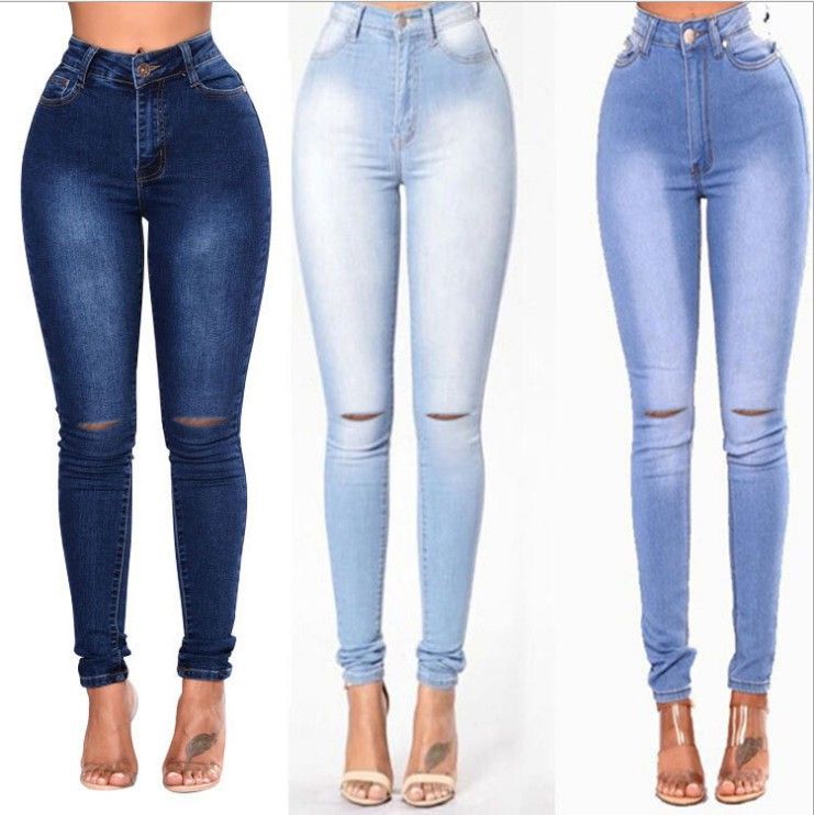 women's slim high stretch ripped jeans pencil pants_voghion.com
