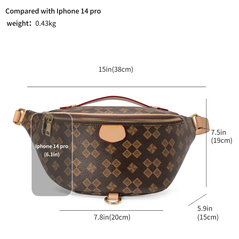 Designer Bag Free Shipping Monogram Pattern Fanny Pack With Adjustable Strap And Top Handle_voghion.com