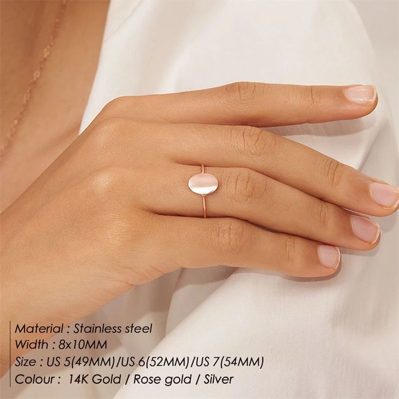 Lagerförsäljare eManco Delikat Oval Pynt Förgylld Blank Minimalistisk Feministisk Ring För Kvinnor Personlighet Kan Köpas I Partihandel_voghion.com