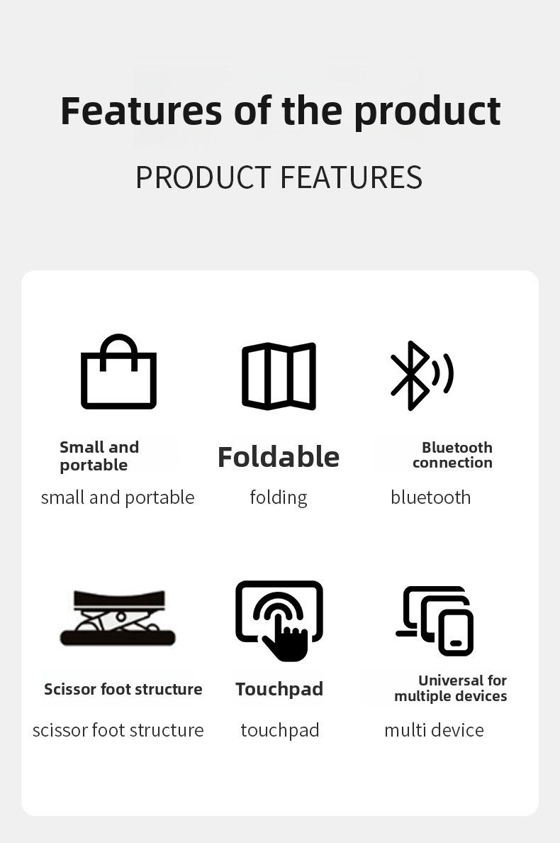 Qianye B033 Clavier Bluetooth pliable ultra-fin pour téléphone portable et ordinateur, trois systèmes, sans fil, tactile_voghion.com
