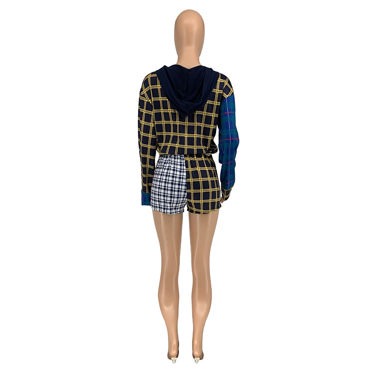Abito a due pezzi scozzese a quadri con camicia casual di nuova moda primaverile da donna_voghion.com