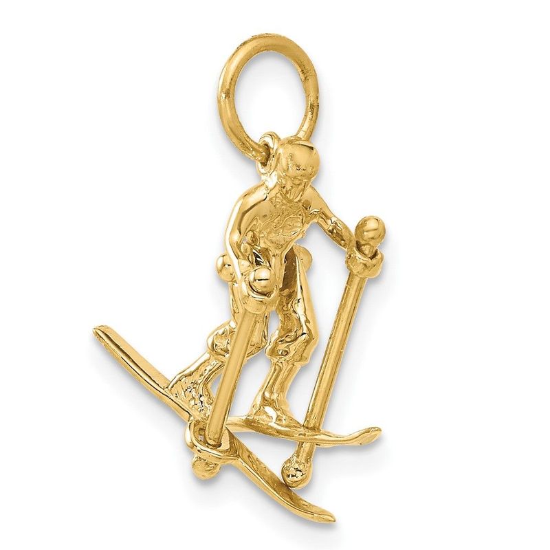14K 3D Moveable Snow Skier Charm_voghion.com