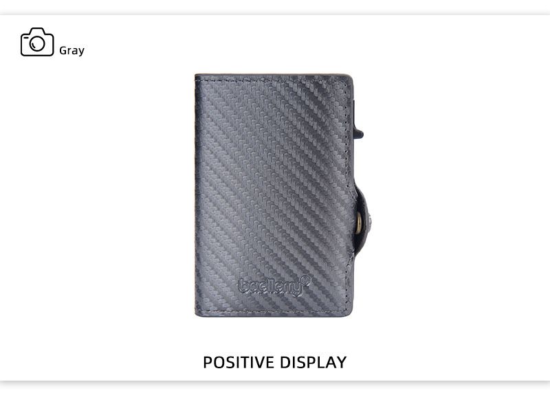 Baellery novo porta-cartões masculino de fibra de carbono RFID minimalista com fivela lateral e porta-cartões de metal com mola_voghion.com