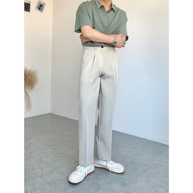 Korean Version Of Trendy Casual Trousers Men's Drape Suit Pants Wide-leg Pants Spring And Summer Boys Loose Straight Trousers_voghion.com