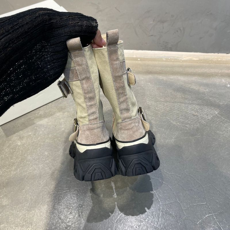 p5 Luji European station leather Martin women's 2022 autumn new ins tide thick bottom increased niche motorcycle boots_voghion.com