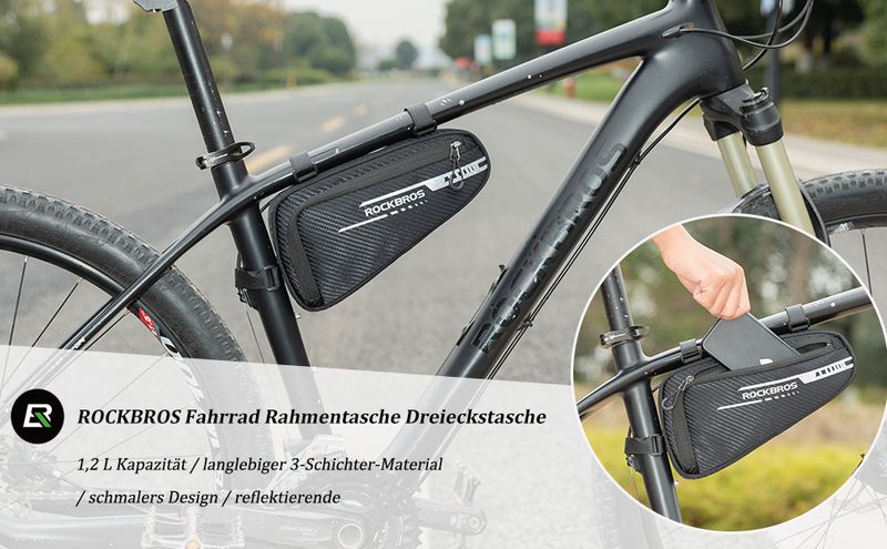 Sacoche de vélo ROCKBROS Sacoche de cadre de vélo Sac triangulaire pour vélos de route VTT DHL_voghion.com