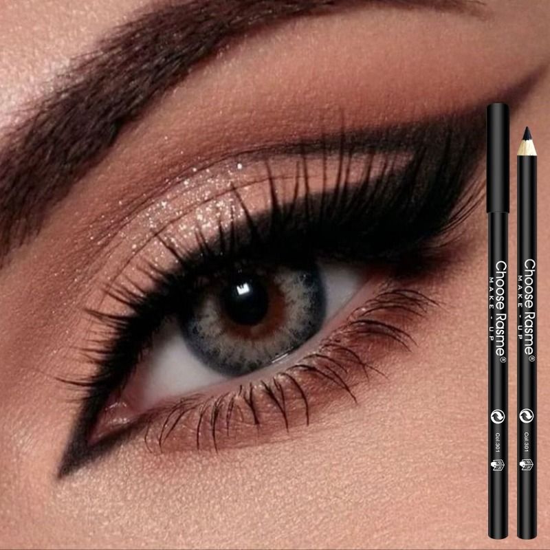 1/3Pc High Pigmented Eyeliner Pencil Black Wooden Eyeliner Eyebrow Pencil Hard Refill Smooth Black Long-Lasting Cosmetics Makeup_voghion.com
