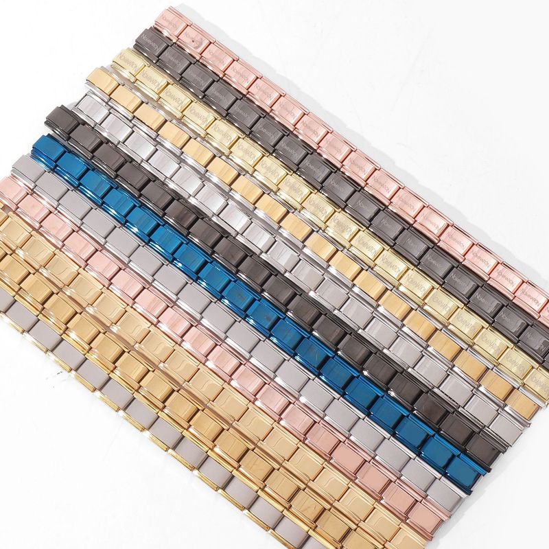 Unisex Smycken Mode Modulärt Armband Elastisk Sömnad Rostfritt Stål Fyrkantigt Titan Stål Klockarmband Kedja Het Rea_voghion.com