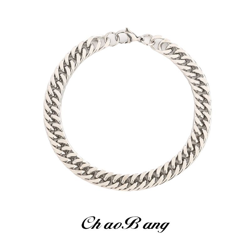 Encrypted Cuban Chain Titanium Steel Bracelet Men, Fashionable Trendy Personality Design, Simple Non-Fading Gift Jewelry_voghion.com