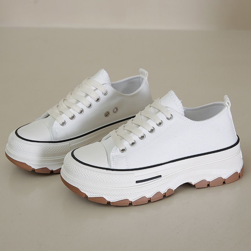 Platform Canvas For Women 2025 Summer New Height Increasing Shoes Black Niche Chunky Casual Sneakers_voghion.com
