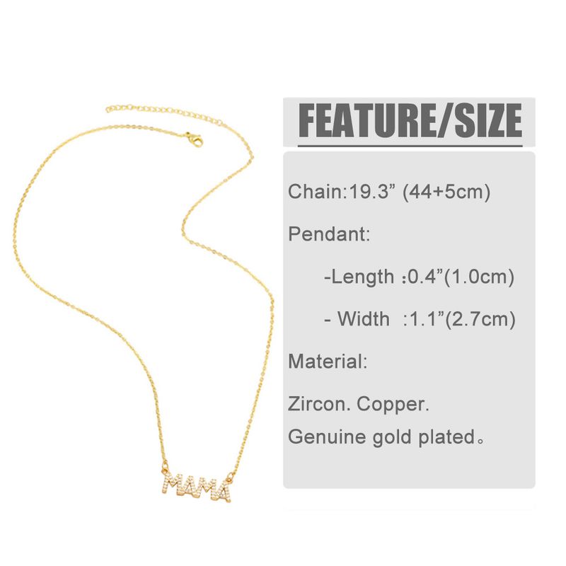 Collier lettre MAMA en diamant coloré, chaîne de clavicule, pendentif simple à la mode, cadeau de fête des mères_voghion.com