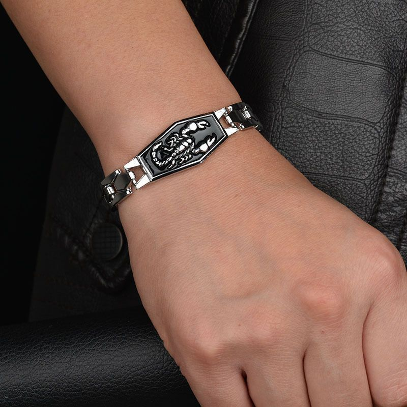 Neue Mode Männer Skorpion Schädel Geschnitzt Charme Kette Armband Armreif Motorrad Armband Schmuck_voghion.com