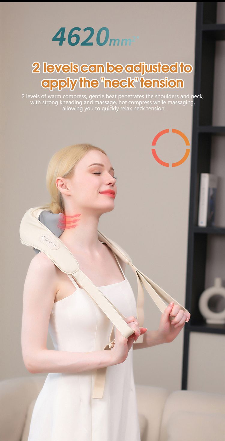 Elektrisches Massagegerät für Rückenschmerzen und Schulterschmerzen, Heißkompresse, beruhigender Massageschal zur Entspannung der Nackenmuskulatur_voghion.com