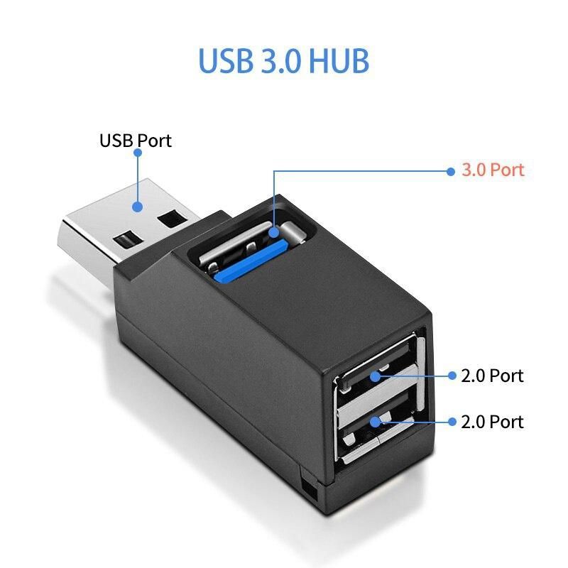 3 Ports USB HUB Adapter Extender für PC Laptop Handy Usb Splitter 3-Wege Ladegerät Disk Dock für Maus ZPG_voghion.com