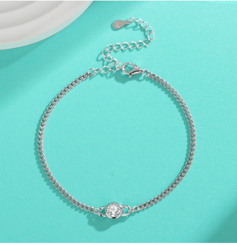 Bransoletka S Sier Moissanite Classic Single Bubble 50 punktów 1 karatowa prosta modna z różowego złota_voghion.com