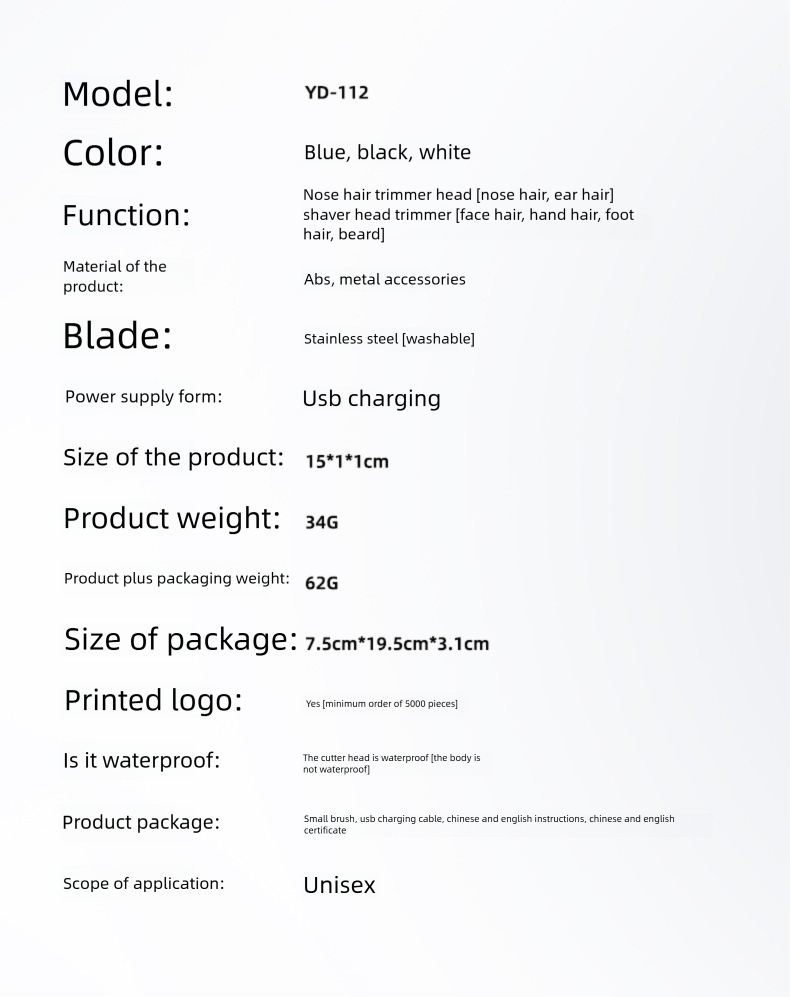 German Little Cannon Electric Trimmer Rechargeable Removal Shaver Nose Hair Remover Scissors Cleaning Tool_voghion.com