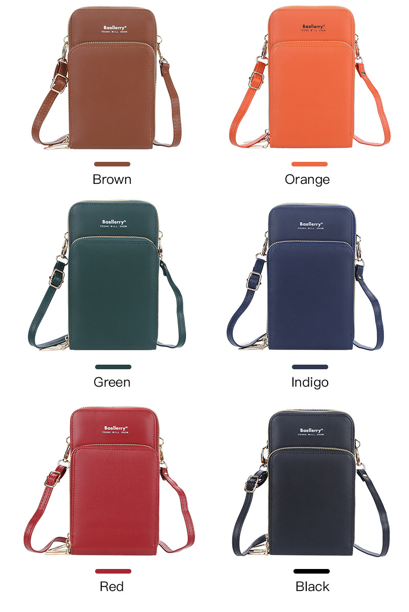 BAELLERRY Borsa a tracolla singola da donna Touch Screen Tre strati Borsa per cellulare Portafoglio con pochette con fibbia_voghion.com