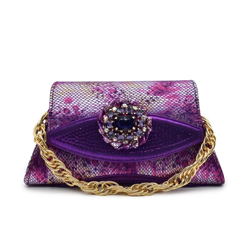 The party match high heeled diamond round toed fish mouth back slip buckle sandals with diamond handbag set is fashionable and versatile_voghion.com