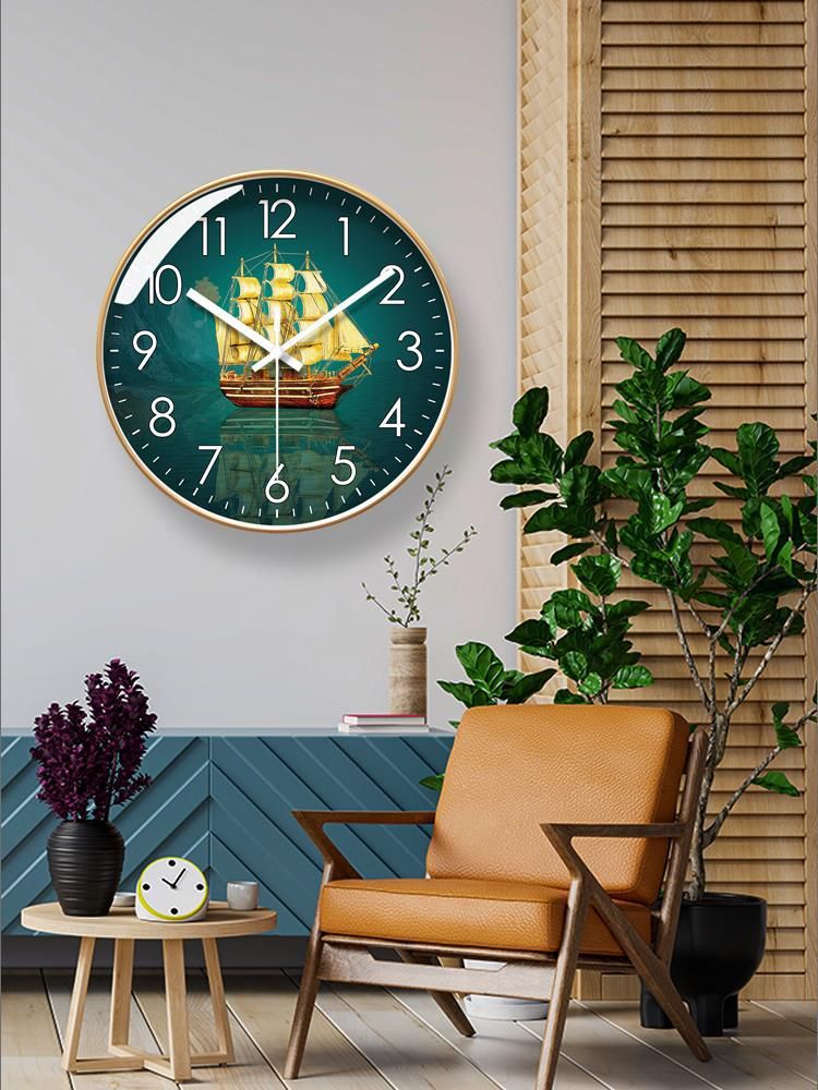 Yipula 6302 Wall Living Room Smooth Sailing Nordic Sailboat Home Silent Sweep Second Quartz Clock_voghion.com