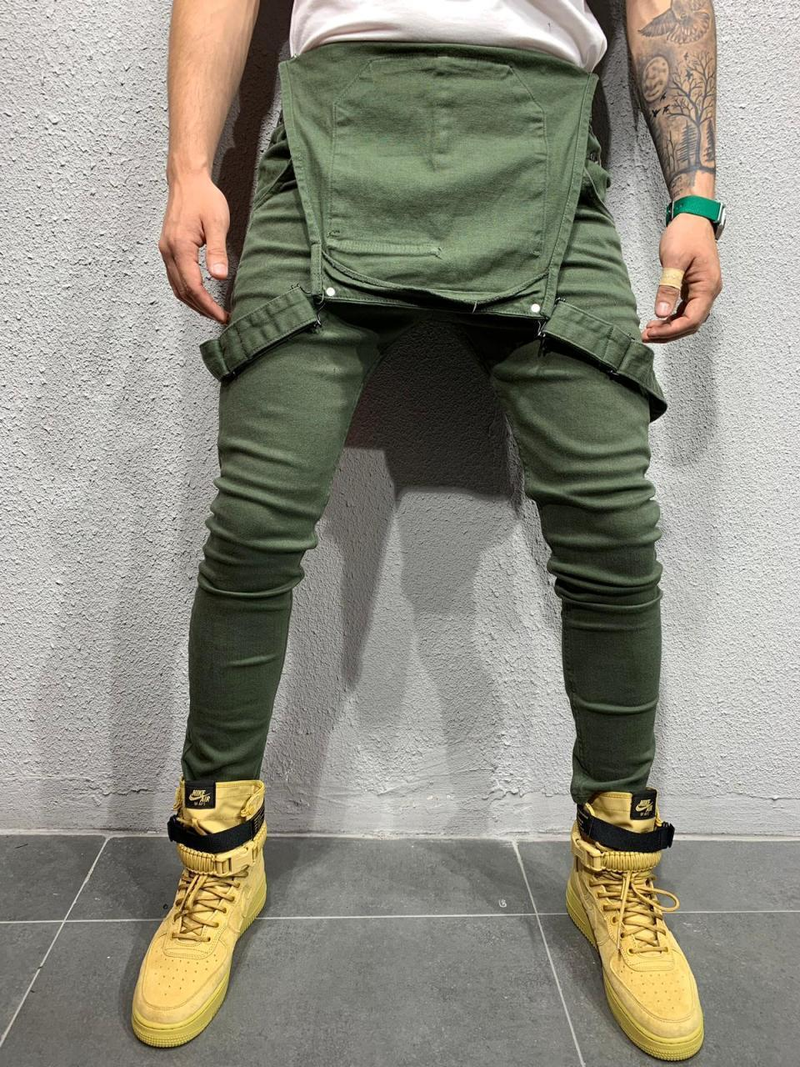 European New Mens Denim Jeans Solid Color Work Overalls Dungarees Bib Jumpsuits Pants Playsuit Trousers Male Clothing_voghion.com