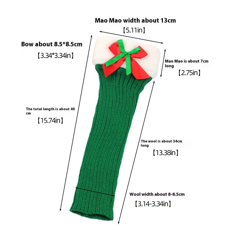 avec des chaussettes de Noël en velours pour femmes, des protections chaudes en tricot pour les jambes et les pieds, des chaussettes poilues à nœud papillon_voghion.com