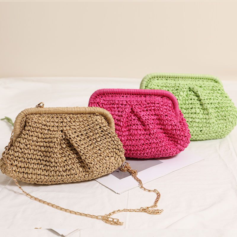 Borsa da spiaggia per le vacanze, borsa da donna in corda di carta intrecciata, celebrità di Internet, tracolla singola, tracolla,_voghion.com